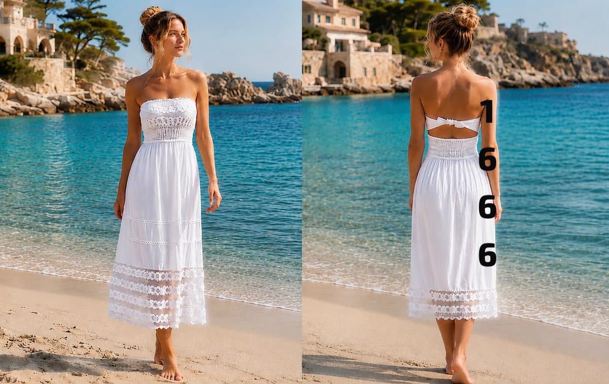 Vestido strapless con espalda abierta 1666 en blanco