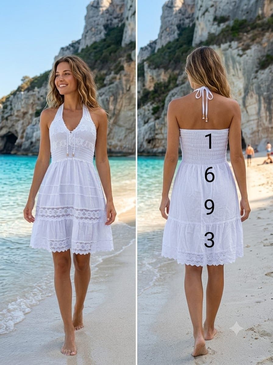 Vestido corto halter 1693 en blanco