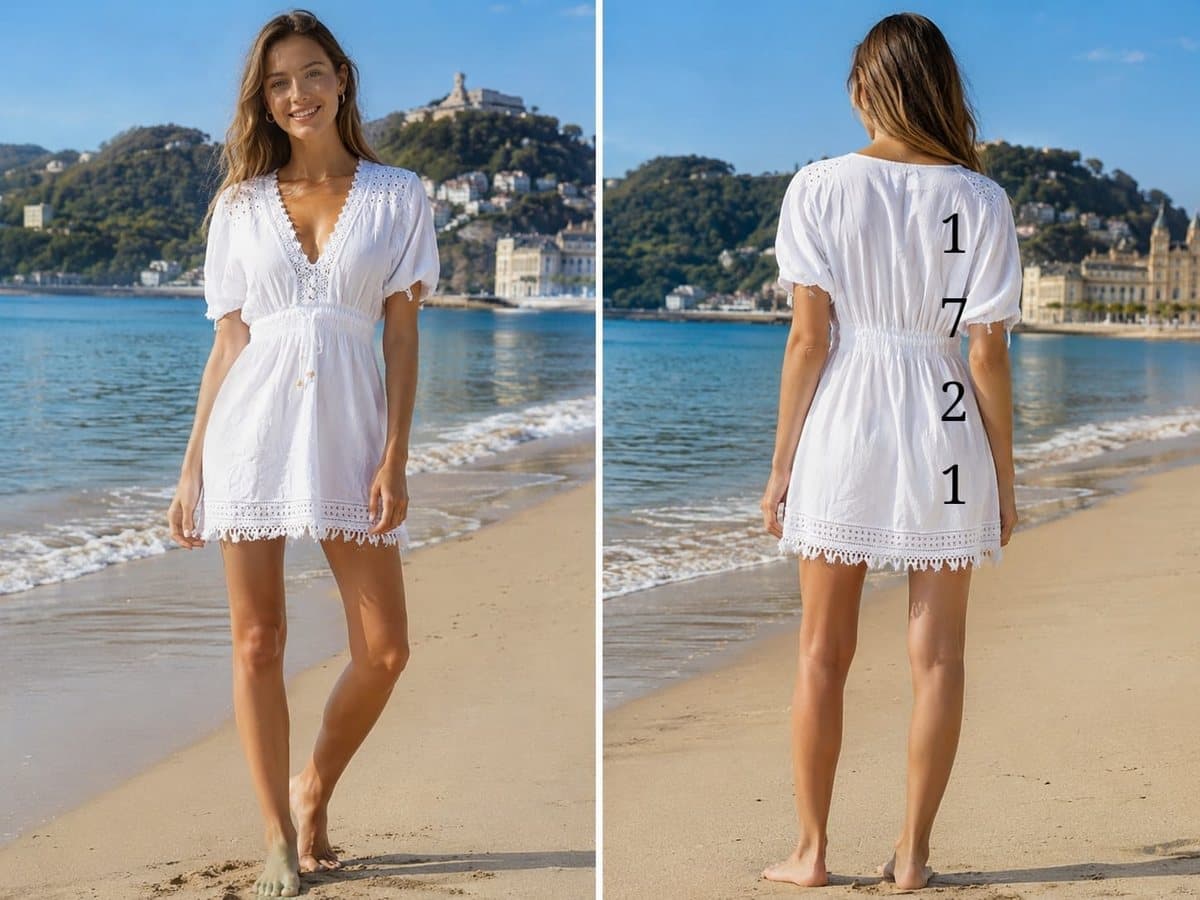 Vestido corto con lazo 1721 en blanco